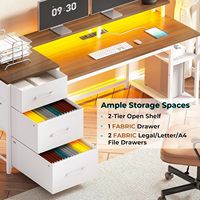 Bureau avec tiroirs verrouillables pour dossiers juridiques et de courrier, bureau de jeu avec lumière LED et prise de courant, bureaux pour imprimante pour le télétravail