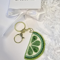 Aksesoris Tas Buatan Tangan Gantungan Kunci Irisan Buah Citrus Berhias Manik-Manik (Lemon/Lime/Jeruk)-Hiasan Tas Musim Panas Warna-Warni & Aksesoris Hadiah Lucu