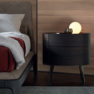 Modern Simple Luxury Oval Storage Cabinets Creative Wood <b>Bedside</b> <b>Table</b> with Drawers for Bedroom Nightstands - Product Image 2