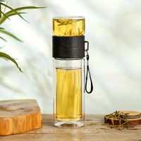 Bouteille à thé à double paroi de 400 ml en verre borosilicate de haute qualité avec infuseur et filtre, ensemble de gobelets