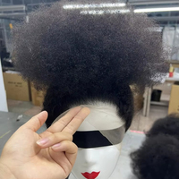 Perruque Sans Colle Afro Bouclée en Dentelle Transparente HD 360 Très Vendue, Cheveux Humains 100% avec Dentelle Frontale, Densité 180%, Pré-Plucked 16 Pouces