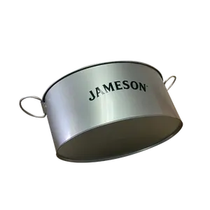 Custom Metal Tin Beer Champagne Ice Bucket Cheap Oval Beer Promotion Gift With Holder