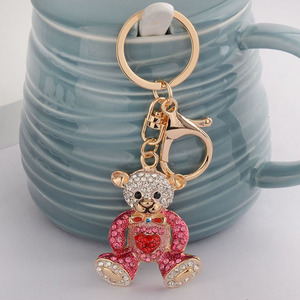 Porte-clés Ours Mignon en Strass Métal Électroplaqué, Petit et Léger, Breloque de Sac à Main, Tirette de Fermeture Éclair - Product Image 2