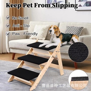 Escalera de madera plegable para perros, escalones antideslizantes para uso en interiores y exteriores, tamaño 3 escalones - Product Image 3