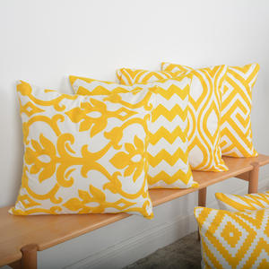 Modern Yellow Geometric Embroidered Pillow Case Square Home Decor Cushion <b>Cover</b> <b>Throw</b> Pillowcase For <b>Sofa</b> Bedroom - Product Image 4
