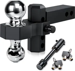 Stainless Steel 2" and 2-5/16" adjustable trailer hitch ball mount with pins lock compatible with ATV, Car, Truck, Trailer
