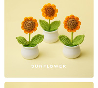 Bouquet de fleurs artificielles en laine tricotée à la main, mini tournesol, fleur éternelle en pot, cadeau