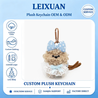 Porte-clés en peluche mignon Poodle à pois avec nœud, chien en peluche doux et bouclé, breloque de sac, pendentif en peluche de dessin animé, avec mousqueton pour sac à dos