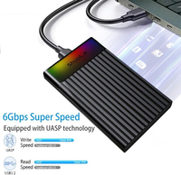 Vente en gros de boîtier de disque dur RGB Light 2.5 pouces HDD SSD SATA III vers USB 3.1 Type C boîtier de disque dur externe pour PC portable
