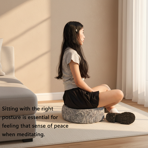 Coussin <span class=keywords><strong>de</strong></span> <span class=keywords><strong>yoga</strong></span> et <span class=keywords><strong>de</strong></span> méditation personnalisé en polyester/coton écologique, housse amovible lavable antibactérienne, forme ronde - Product Image 1