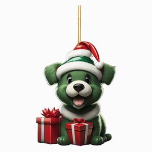 Décoration de Noël en acrylique, pendentif plat pour voiture, cadeau de Noël, nouveau pendentif décoratif pour chien de Noël - Product Image 3