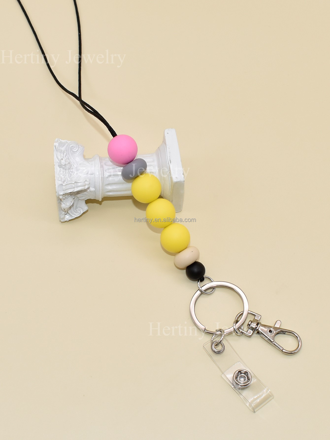 Minimalist Beaded Wooden Teacher Lanyard With Name Custom Lanyard Teacher Gift Lanyard ID Badge Holder for Teacher