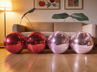 Décoration Bonhomme de Neige Boule Disco Chuang De 12cm/15cm/20cm Scintillante Rouge Rose en Mousse Miroir et Verre pour Mariage, Fête, Maison, Cadeau