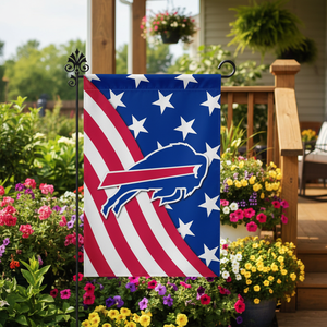Bandera de Jardín Personalizada de los Buffalo Bills con Diseño de la Bandera Americana, Impresa por Ambos Lados en Poliéster - Product Image 1