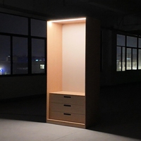 Système de placard modulaire de luxe minimaliste en contreplaqué, personnalisable à partir de dessins, pour projets d'aménagement intérieur complets