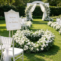 Chemin de table en fleurs artificielles, Décoration florale pour table de réception de mariage, Décoration d'arche de mariage en plein air