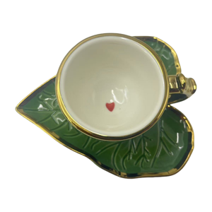 Custom 80ml 180ml Handmade Ceramic Cups Bulk Personalized Engraved Ceramic Coffee Mugs Plate with logo and Leaf Shape - Product Image 5