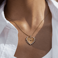 Romantique Rouge Zircon Coeur Pendentif Collier 18K Plaqué Or En Acier Inoxydable Bijoux Classique Lien Chaîne Pendentif pour Femmes Cadeau