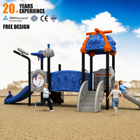 Structure de jeu extérieure en plastique pour enfants, avec toboggan et structure d'escalade, thème ludique, personnalisable pour maternelle, école, parc