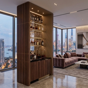 Mueble Bar Contemporáneo de Madera VIQ con Estantes para Botellas de Vino, Mueble de Almacenamiento para Bar en Casa Personalizado, MDF con Laminado - Product Image 1