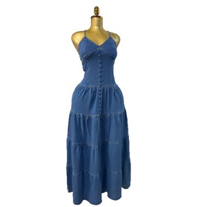 Nouvelles Robes en Jean Sexy pour Femme, Col en V, Dos Nu, Bretelles Fines, Tendance Été - Product Image 6