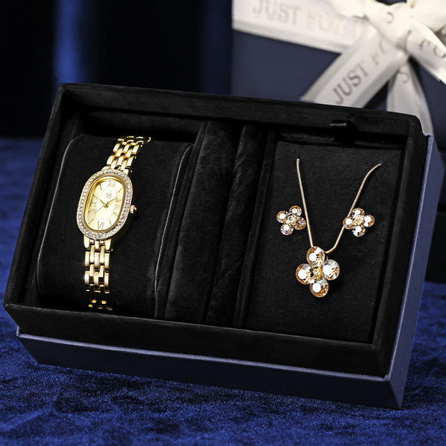Luxury Women Watch and Jewelry Gift Set Quartz Wristwatch with Necklace Bracelet Set for Ladies Business Gifts