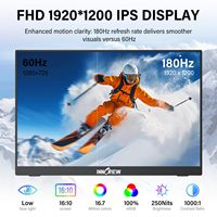 Monitor LED Portátil Innoview de 16 Pulgadas, 180Hz, 100% sRGB, con Tipo C, HDMI, Montable en Pared, para Laptop, Mac y Consolas de Juegos