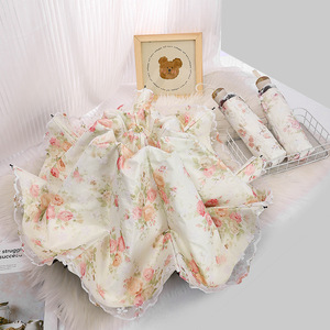 <span class=keywords><strong>Parapluie</strong></span> pliant noir enduit avec logo personnalisé, dentelle florale, pour femme, style Lolita, idéal pour les voyages, cadeau, vente au détail et en gros - Product Image 1