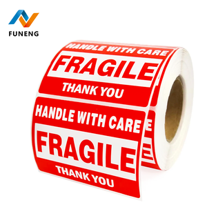 Fabricant vente en gros à <span class=keywords><strong>bas</strong></span> prix étiquette d'avertissement <span class=keywords><strong>fragile</strong></span> étanche bâton fort rouleau d'autocollant de transport de colis express - Product Image 1