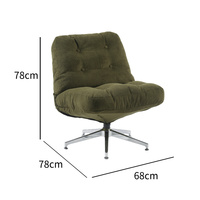 Usine en gros nordique moderne vert doux rembourré pliable salon chaise cinq étoiles pied Rotation Accent chaise
