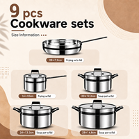 LEOZ Luxe – Ensemble de 9 casseroles en acier inoxydable avec couvercles en verre et poignées, compatibles four/lave-vaisselle, gaz et induction, pour une cuisson saine