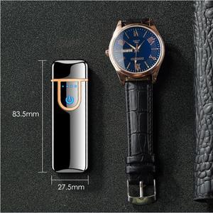 Briquet électronique sans flamme rechargeable par USB, créatif, en métal, coupe-vent, à induction par empreinte digitale, pour le camping - Product Image 4