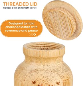 Mini urna commemorativa <span class=keywords><strong>in</strong></span> bambù per ceneri di animali domestici, con motivo Albero della Vita inciso, piccolo portaceneri commemorativo per gatti e cani. - Product Image 3