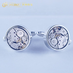 <span class=keywords><strong>Gemelli</strong></span> Eleganti Color <span class=keywords><strong>Argento</strong></span> di Alta Gamma per <span class=keywords><strong>Uomo</strong></span>, Stampati <span class=keywords><strong>in</strong></span> 3D con Incisione, per Camicie da <span class=keywords><strong>Uomo</strong></span>, con Movimento a Orologio Incastonato - Product Image 5