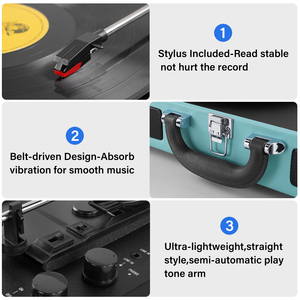 Vente Flash : Lecteur de disques vinyles à entraînement par courroie, 3 vitesses, son stéréo, prise en charge OEM/ODM, vente en gros, usine de lecteurs de musique - Product Image 4