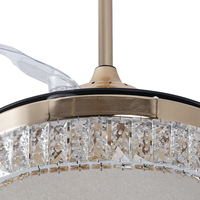 La mejor calidad 42 '/48' Luces LED simples para el hogar cristal Invisible 4 cuchillas oro retráctil colgante Control remoto sala de estar