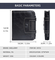 Baellerry dompet pendek PU minimalis pria harga grosir multifungsi lipat dua modis penutup terbuka pola bergaris poliester