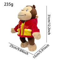 NOUVEAU George Monkey Pull Rouge en Peluche Super Douce Rempli de Coton PP, Jouet en Peluche, Cadeau d'Anniversaire