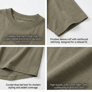 Camiseta Casual de Algodón de Alta Calidad para Mujer, Tejido Suave y Transpirable, Estilo Hombro Caído, Anti-Pilling, Venta al por Mayor a Bajo Costo - Product Image 4