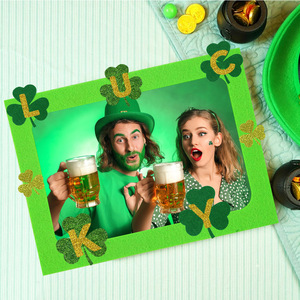 PAFU St. Patrick's Day DIY Collage Frame-Marco de <span class=keywords><strong>fotos</strong></span> no tejido para decoraciones de fiesta del Día Nacional irlandés y actividades artesanales - Product Image 1