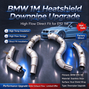 HE AUTO Factory Direct 304SS Catless Straight Downpipe avec bouclier thermique + échappement intermédiaire arrière pour BMW 1M E82 N54 Direct Fit - Product Image 1