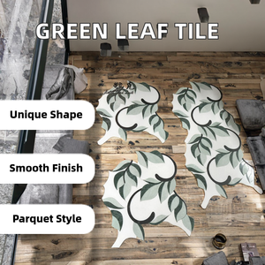 Mosaico de Mármol con Patrón de Hojas Verdes Moderno, Diseño de Parqué para Decoración de Paredes y Pisos Interiores de Casas y Villas - Product Image 2