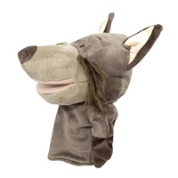 Marionnettes à main d'animaux à bouche ouverte, prêtes à l'emploi, en peluche panda et chiot, jouets en coton PP et maille pour la maternelle, marionnettes à doigts en gros
