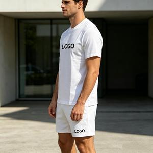 Ensembles de t-shirts grande taille pour hommes, ensembles deux pièces à manches courtes 480 g/m² pour hommes, 100 % coton éponge, ensembles décontractés d'été - Product Image 4