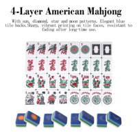 Mahjong américain personnalisé en acrylique bleu à 4 couches, gravé des deux côtés/impression UV, taille/couleur/motif personnalisés, accessoires assortis