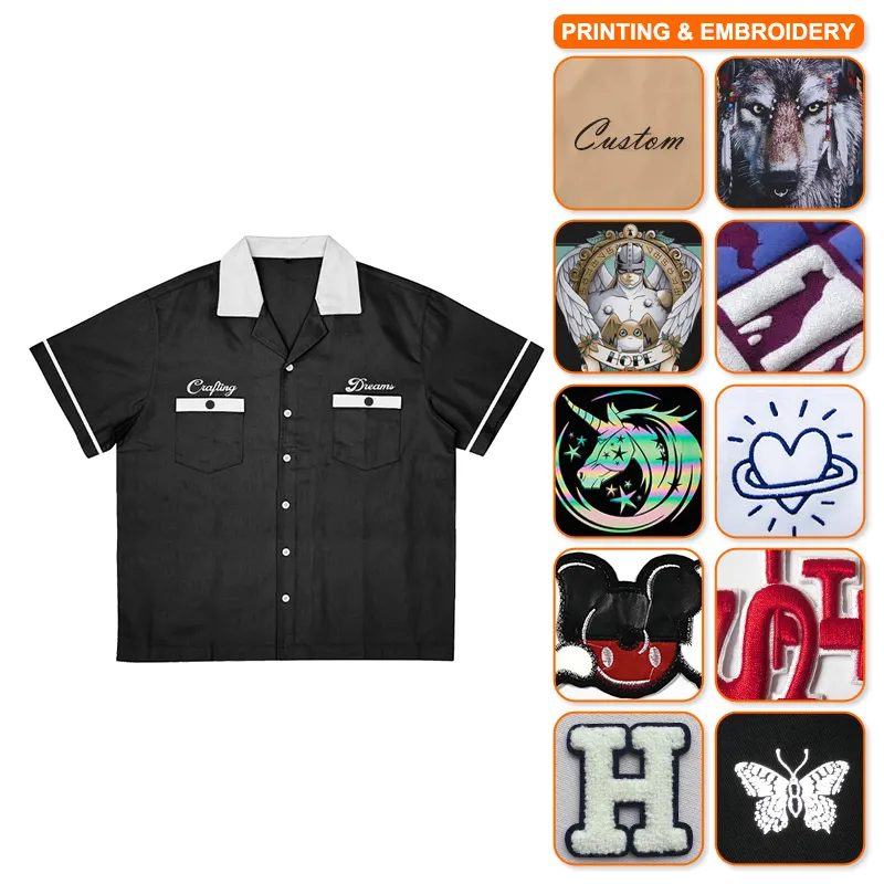 2024 Wholesale of shirts for men's summer minimalist contrasting letter pattern lapel short sleeved shirts