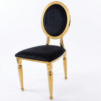 Hochwertige Schwarz-Goldene Louis Runde Edelstahl Hotel-Esszimmerstühle für Hochzeiten und Veranstaltungen