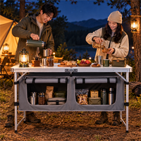 Table de camping pliante en aluminium avec pieds réglables, portable pour pique-nique en plein air, barbecue, voyage, jardin, cour, plage