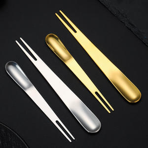 ส้อมช้อนสแตนเลสอเนกประสงค์ ใช้ได้สองแบบ อุปกรณ์สำหรับของหวาน ไม้เสียบผลไม้ ช็อกโกแลต หรือใช้เสียบของทานเล่น - Product Image 1