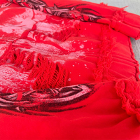 Sweat à capuche zippé unisexe en coton 100% avec logo personnalisé, bordure en fausse fourrure détachable, effet usé, bords effilochés, imprimé Y2K, style streetwear